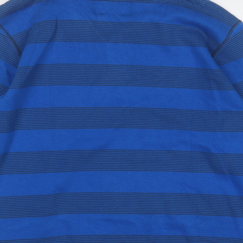 Easy Mens Blue Round Neck Striped Cotton Pullover Jumper Size XL