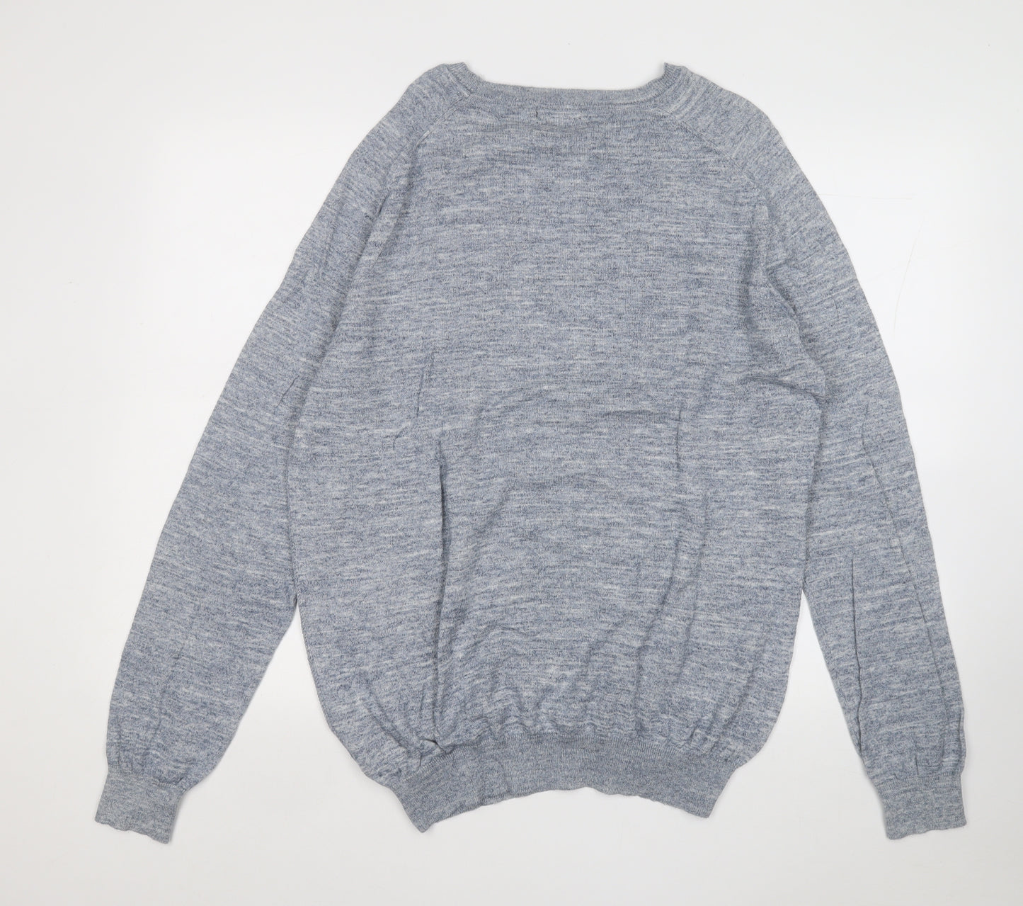 Peacocks Mens Blue Round Neck  Acrylic Pullover Jumper Size XL