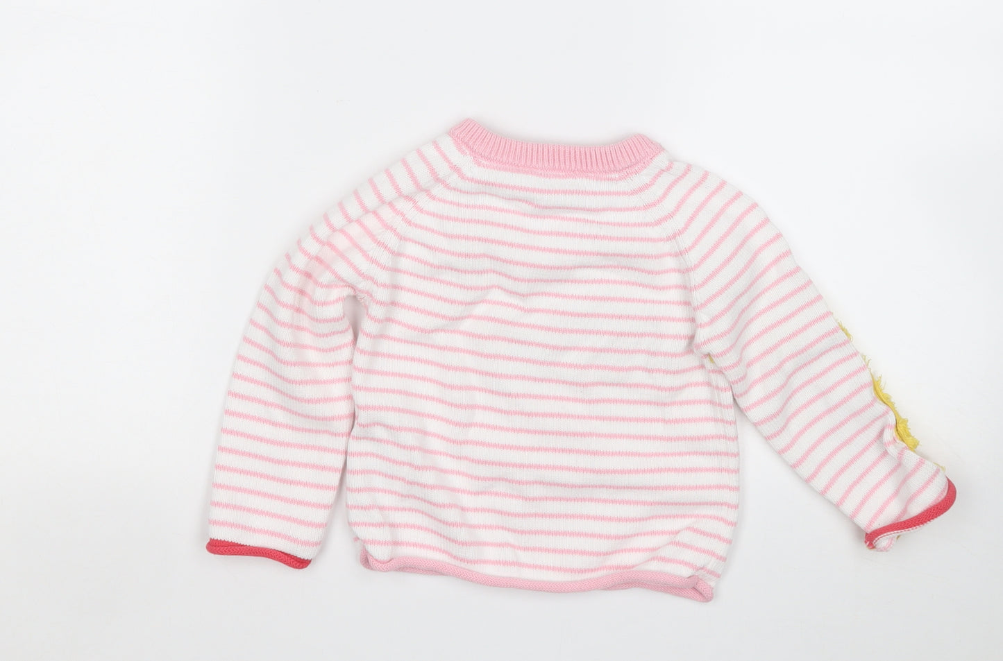 Joules Girls Pink Striped Cotton Pullover Jumper Size 18-24 Months   - Giraffe