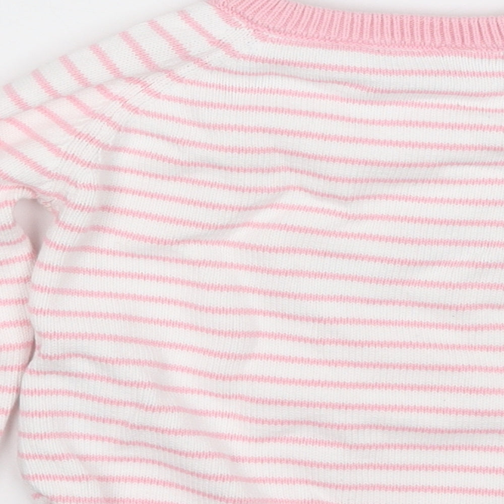 Joules Girls Pink Striped Cotton Pullover Jumper Size 18-24 Months   - Giraffe