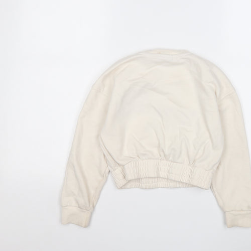 Primark Girls Beige  Cotton Pullover Sweatshirt Size 7-8 Years   - Positive Vibes