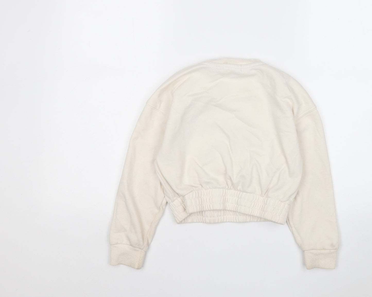 Primark Girls Beige  Cotton Pullover Sweatshirt Size 7-8 Years   - Positive Vibes