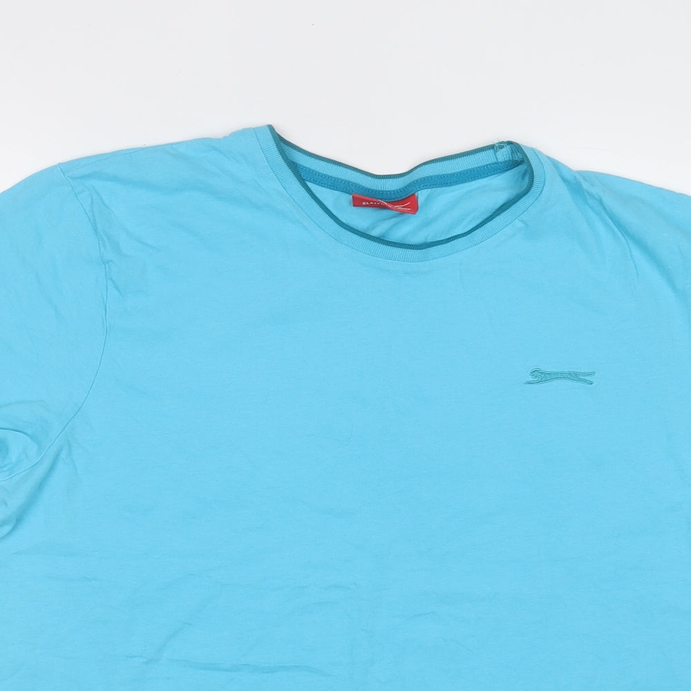 Slazenger Mens Blue  Cotton  T-Shirt Size S Round Neck