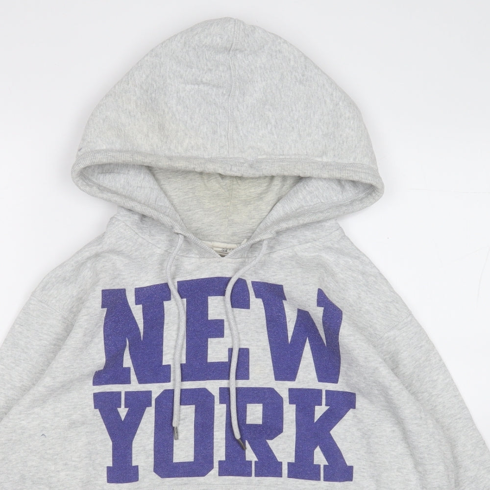 H&M Mens Grey  Cotton Pullover Hoodie Size M   - New York City