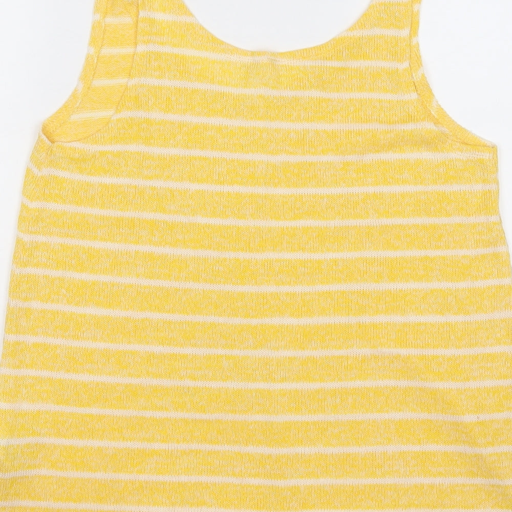 NEXT Womens Yellow Striped Viscose Basic Tank Size 10 Round Neck