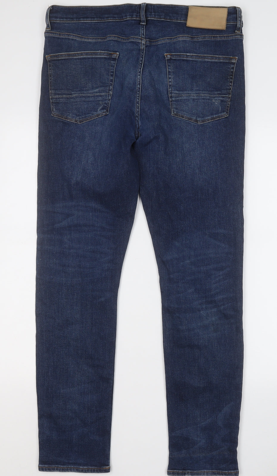 River Island Mens Blue  Cotton Straight Jeans Size 34 in L32 in Regular