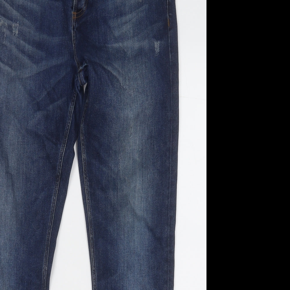 River Island Mens Blue  Cotton Straight Jeans Size 34 in L32 in Regular