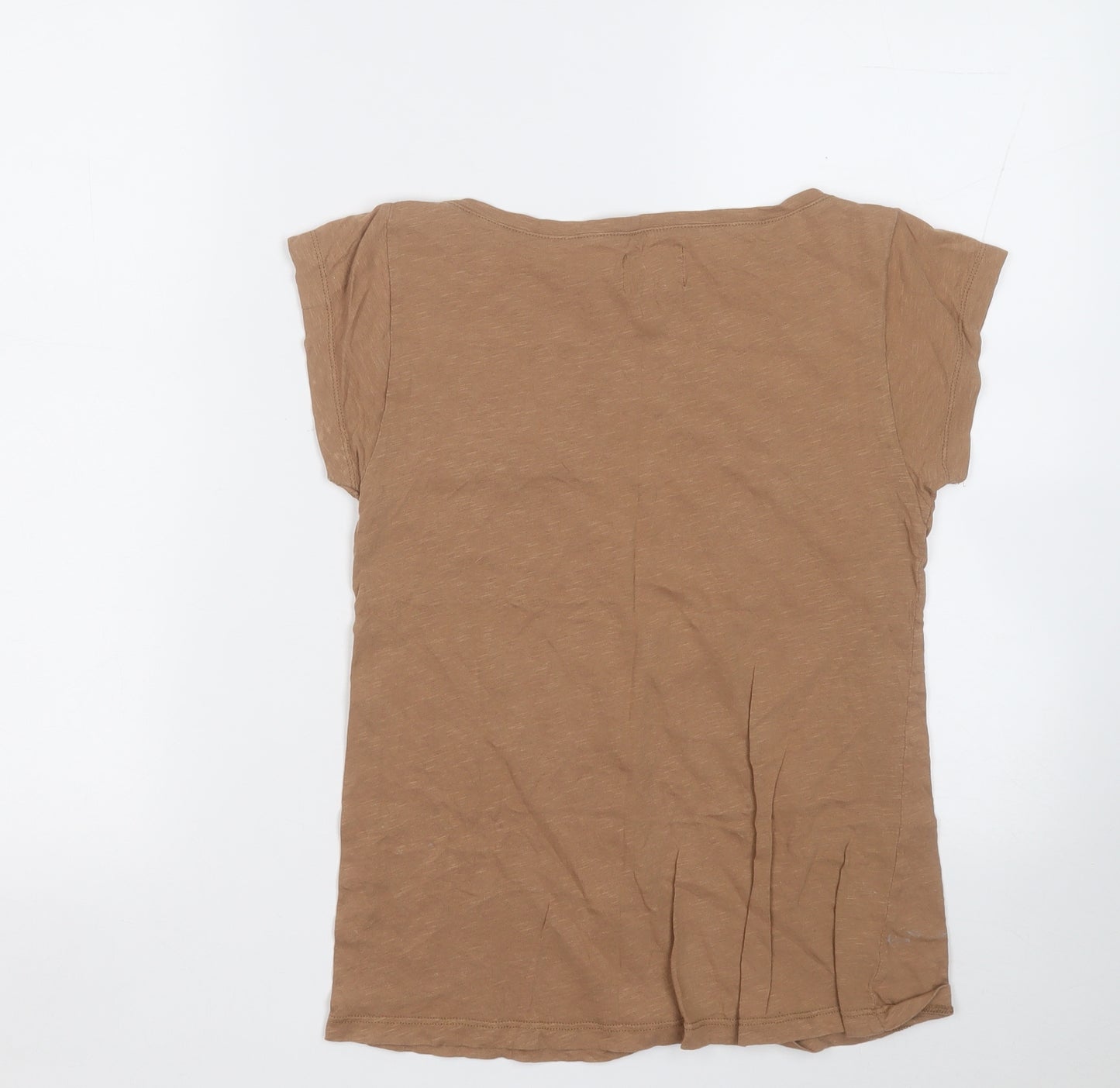 Zara Womens Brown  Cotton Basic T-Shirt Size M Round Neck