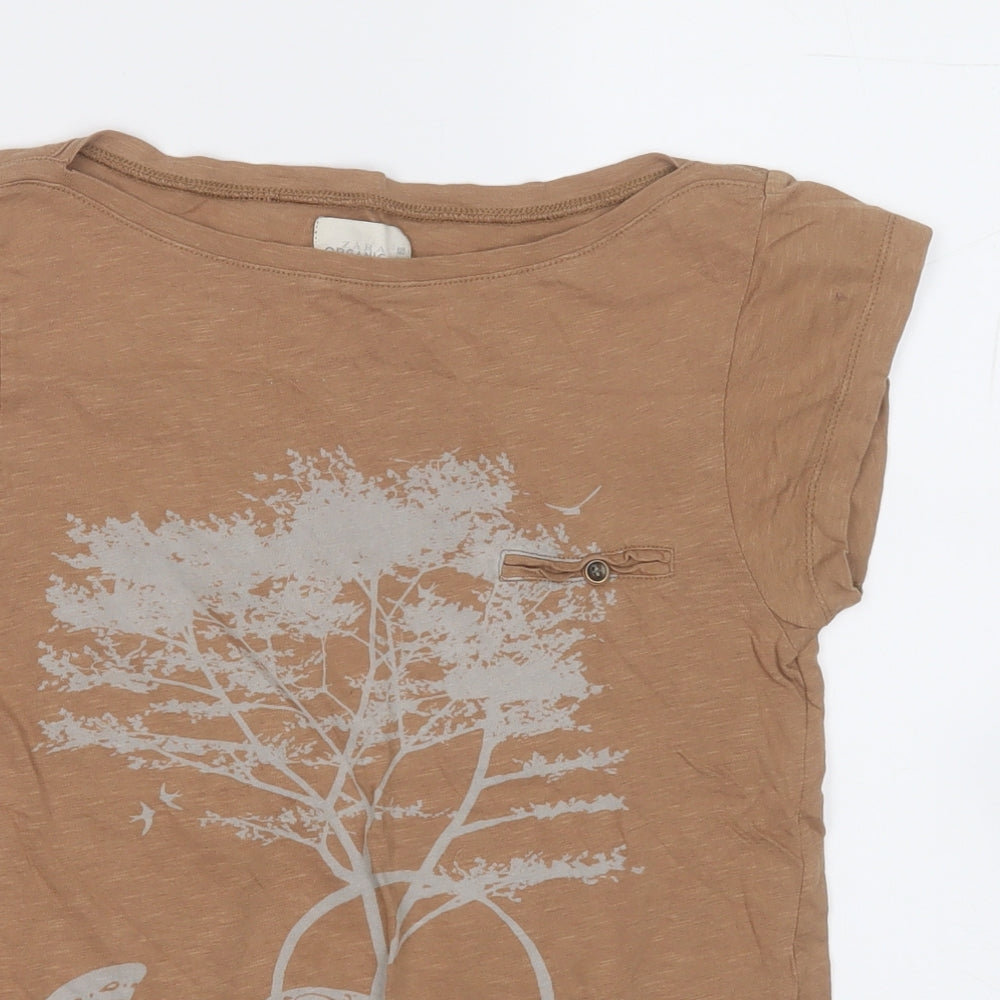 Zara Womens Brown  Cotton Basic T-Shirt Size M Round Neck