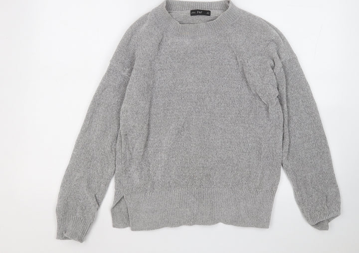 F&F Womens Grey Round Neck Polyester Pullover Jumper Size 10