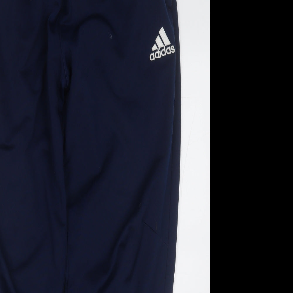 adidas Mens Blue  Polyester Jogger Trousers Size L L28 in Regular