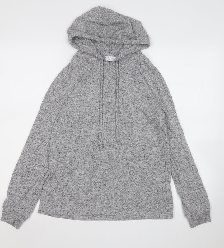 Papaya Womens Grey  Polyester Pullover Hoodie Size 10