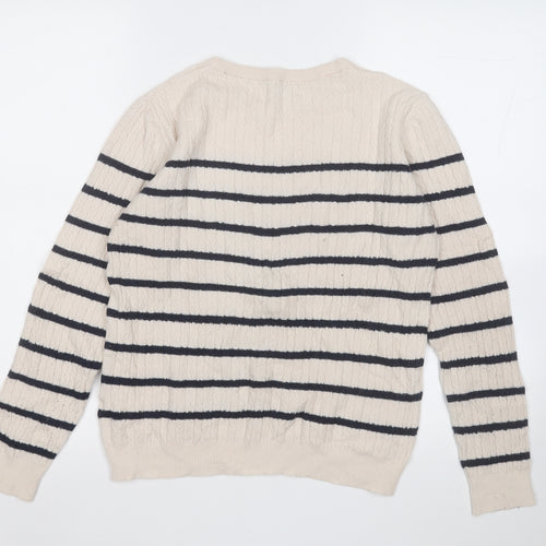 Papaya Womens Pink Round Neck Striped Viscose Pullover Jumper Size 16