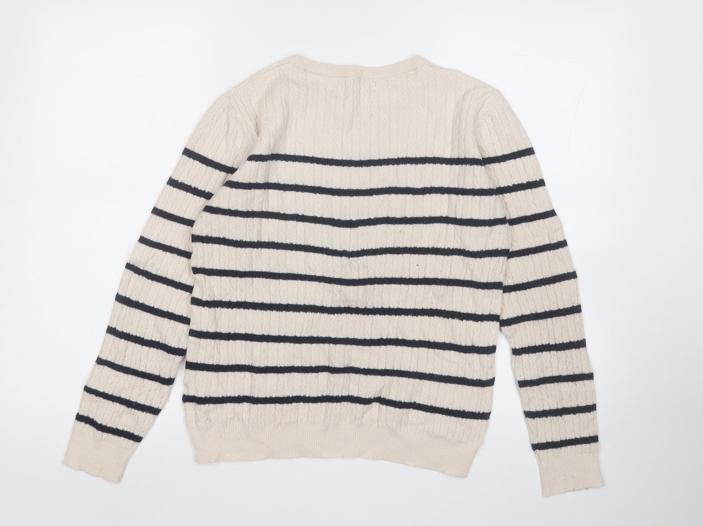 Papaya Womens Pink Round Neck Striped Viscose Pullover Jumper Size 16
