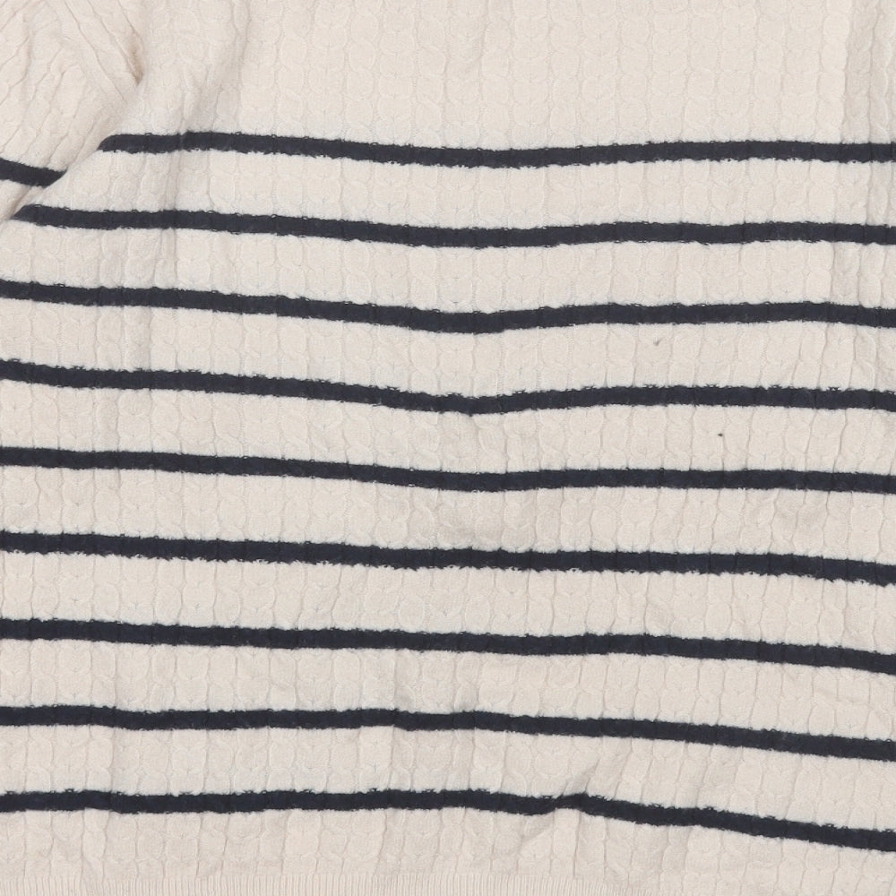 Papaya Womens Pink Round Neck Striped Viscose Pullover Jumper Size 16