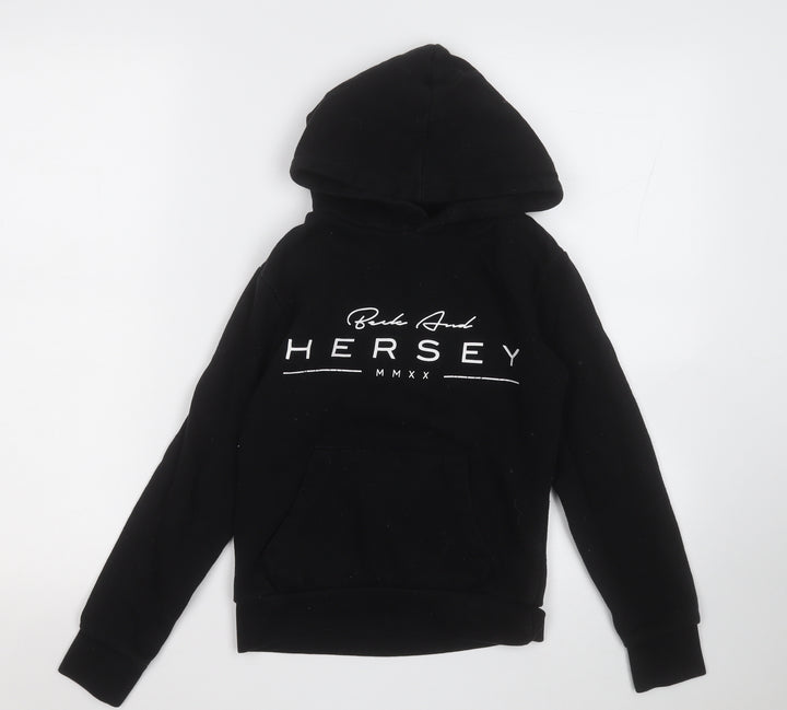 beck and hersey Girls Black  Cotton Pullover Hoodie Size 10-11 Years