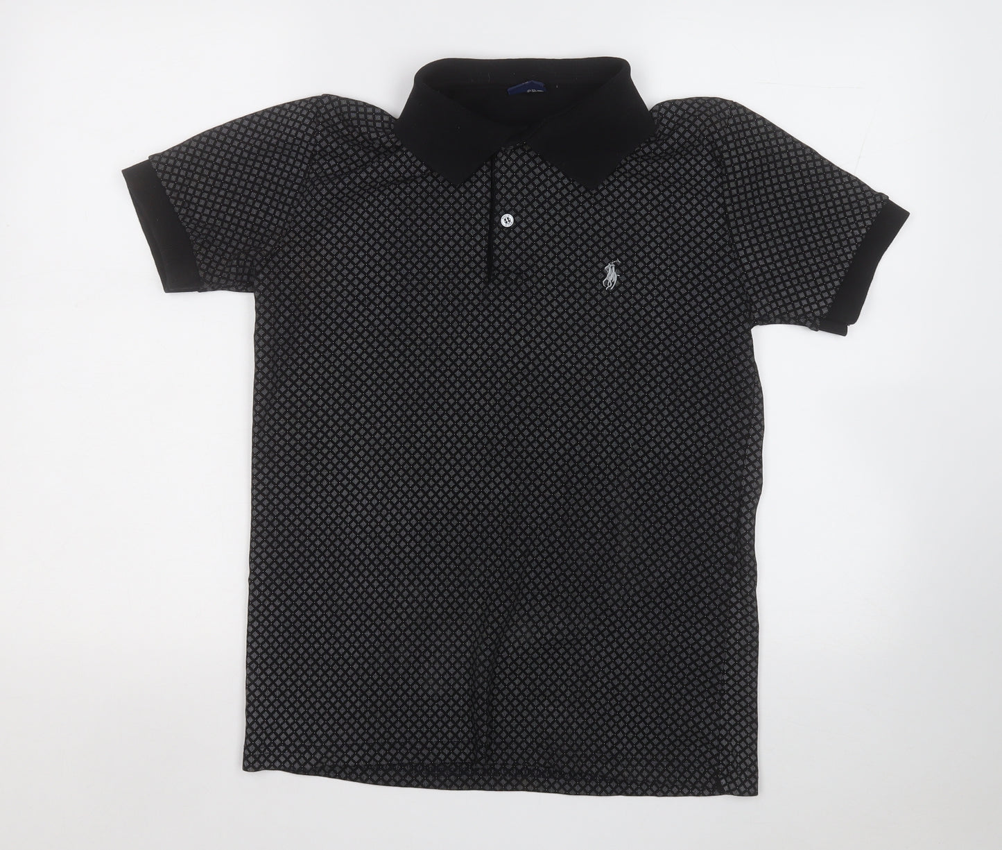 Polo Ralph Lauren Mens Black Geometric Cotton  Polo Size XL Collared