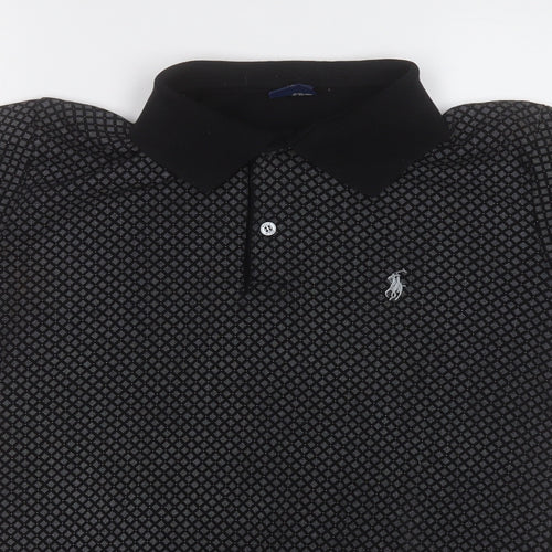 Polo Ralph Lauren Mens Black Geometric Cotton  Polo Size XL Collared