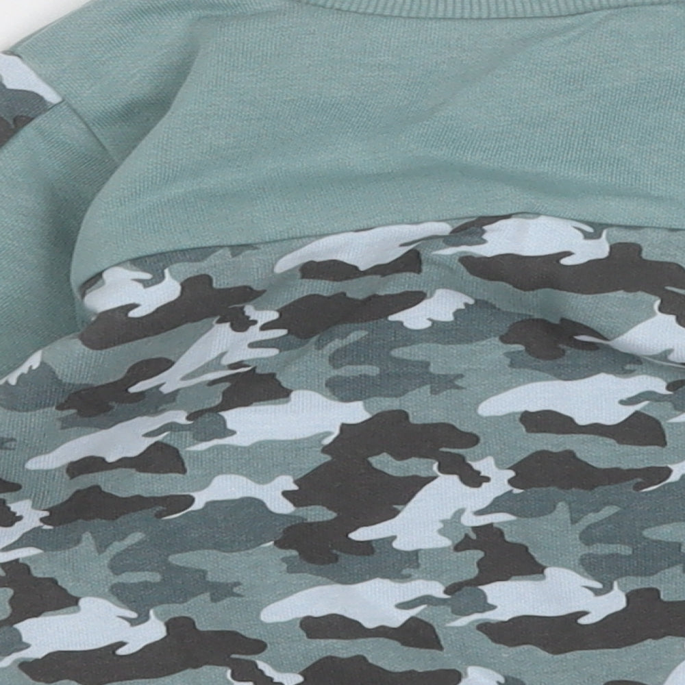 Dunnes Stores Boys Green Camouflage Cotton Pullover Jumper Size 12-18 Months