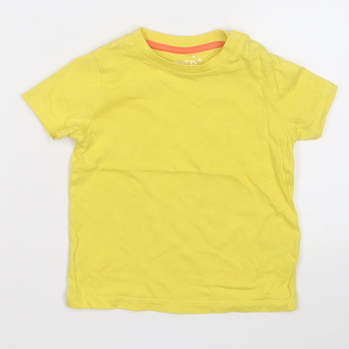 F&F Boys Yellow  Cotton Basic T-Shirt Size 12-18 Months Round Neck