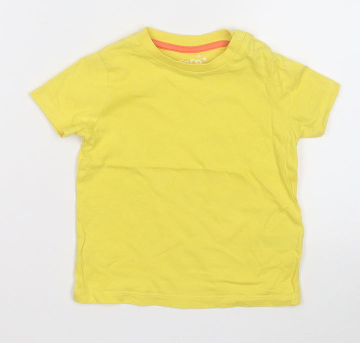 F&F Boys Yellow Cotton Basic T-Shirt Size 12-18 Months Round Neck