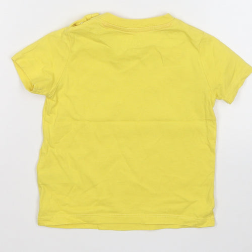 F&F Boys Yellow  Cotton Basic T-Shirt Size 12-18 Months Round Neck