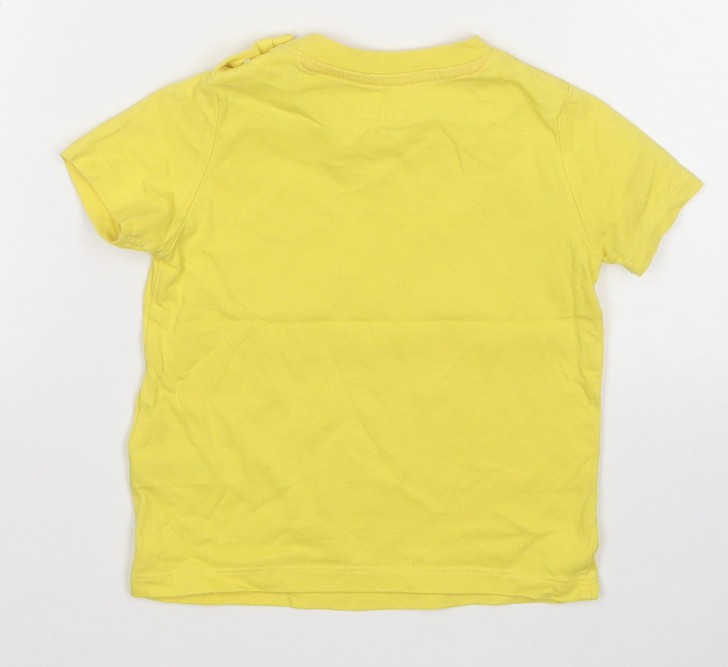 F&F Boys Yellow  Cotton Basic T-Shirt Size 12-18 Months Round Neck
