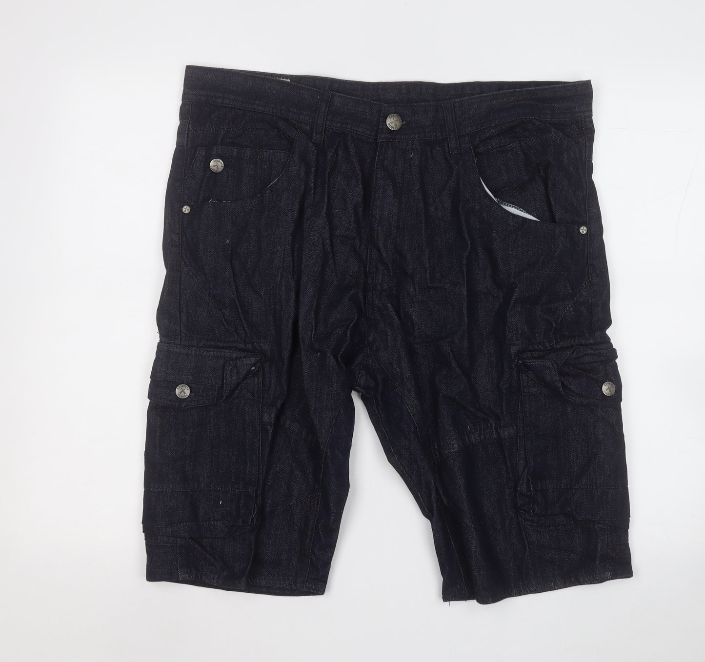 Criminal Damage Mens Blue  Cotton Cargo Shorts Size 36 in  Regular