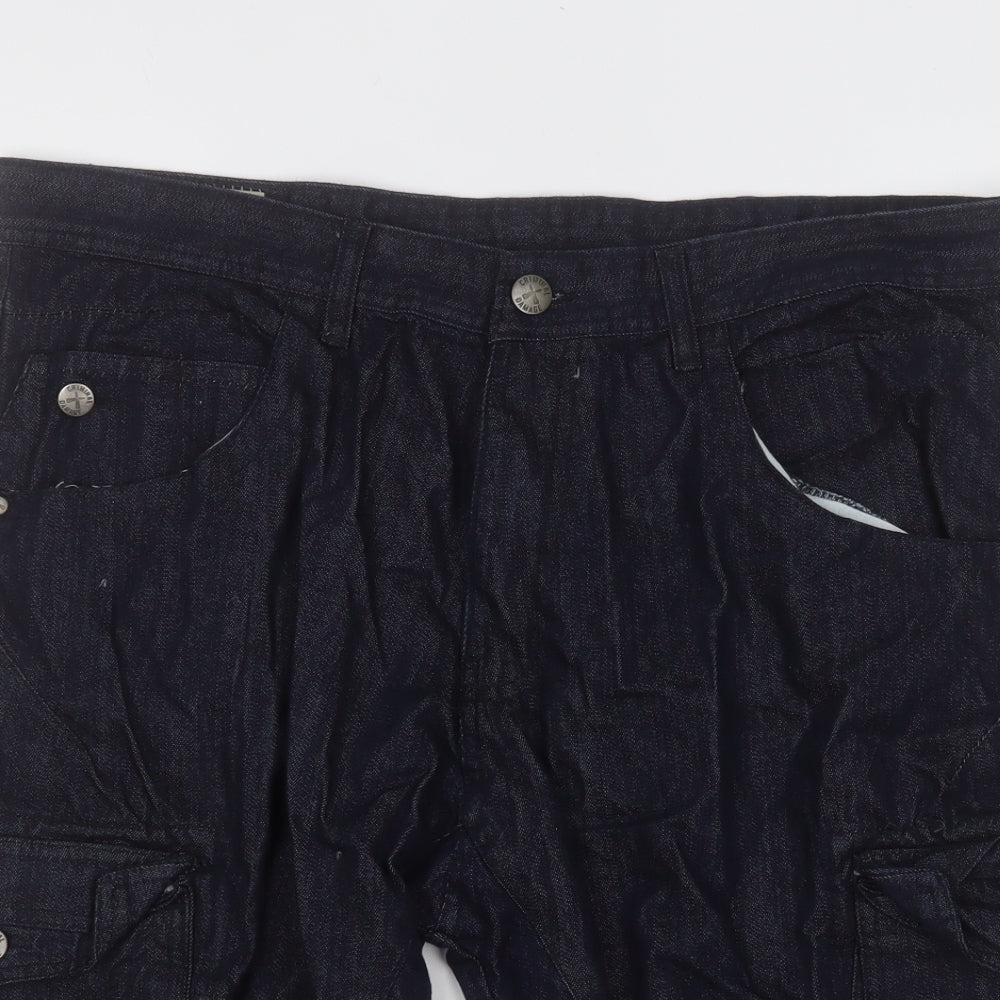 Criminal Damage Mens Blue  Cotton Cargo Shorts Size 36 in  Regular