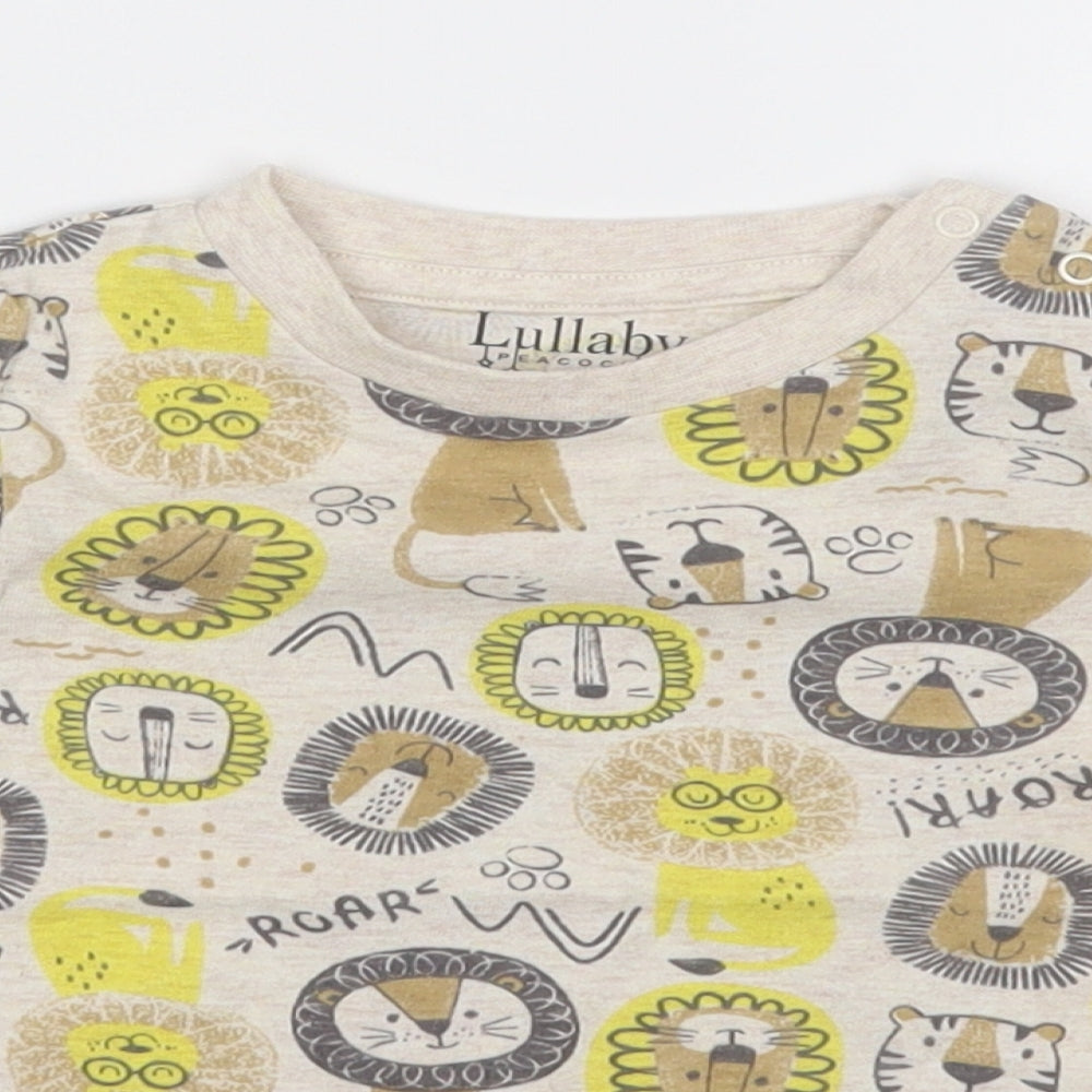 Peacocks Boys Multicoloured Geometric Cotton Basic T-Shirt Size 12 Months Round Neck  - Zoo Anmials