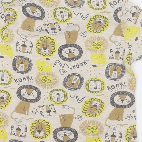 Peacocks Boys Multicoloured Geometric Cotton Basic T-Shirt Size 12 Months Round Neck  - Zoo Anmials