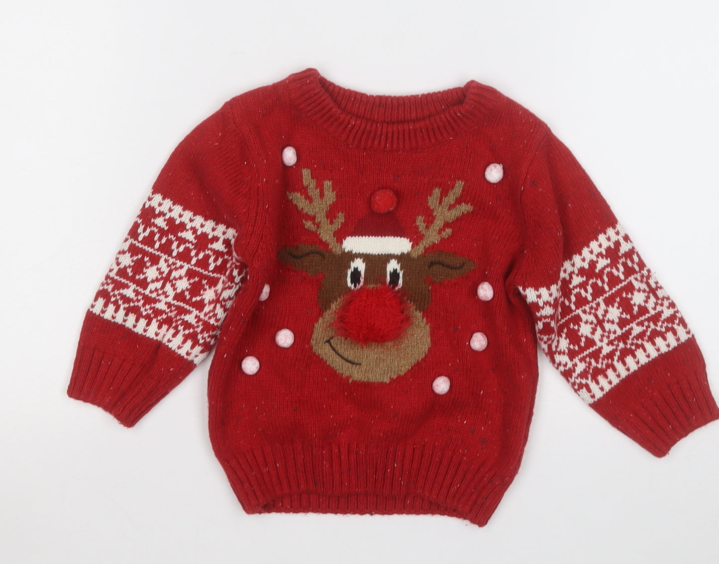 NEXT Boys Red  Acrylic Pullover Jumper Size 9-12 Months   - Christmas Jumper