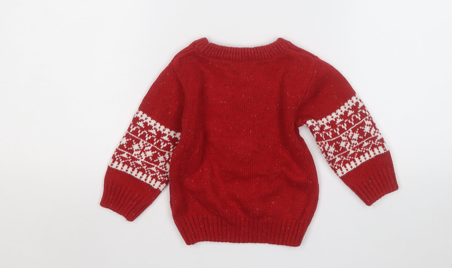 NEXT Boys Red  Acrylic Pullover Jumper Size 9-12 Months   - Christmas Jumper