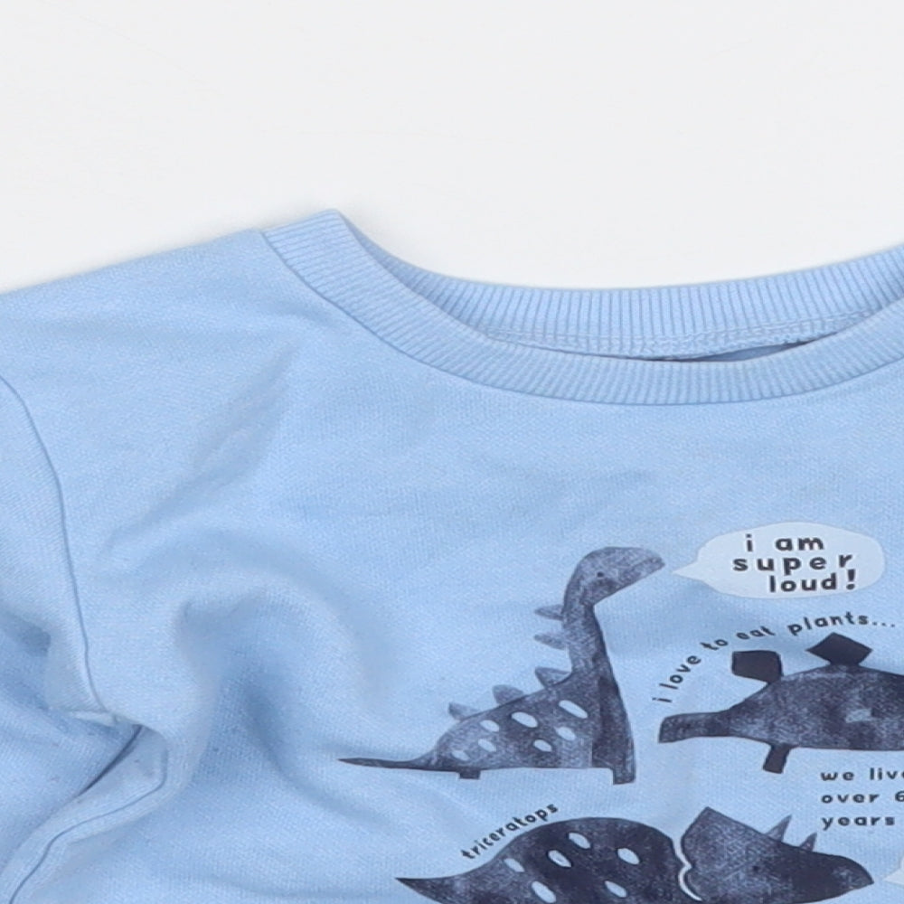 Dunnes Stores Boys Blue  Cotton Pullover Jumper Size 9-12 Months   - Dinosaur