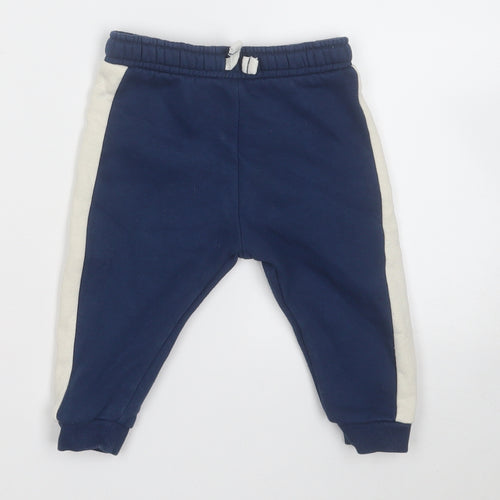 F&F Boys Blue Cotton Jogger Trousers Size 9 Months