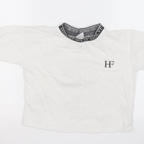 holyfield Girls White Cotton Basic T-Shirt Size 8-9 Years Round Neck