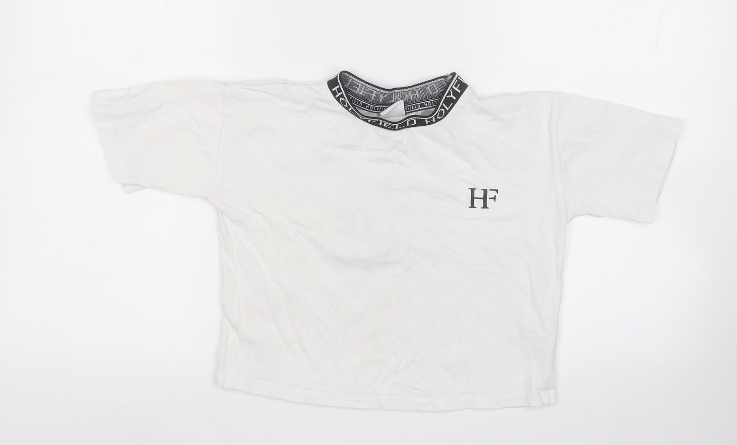 holyfield Girls White Cotton Basic T-Shirt Size 8-9 Years Round Neck