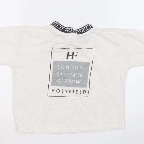 holyfield Girls White Cotton Basic T-Shirt Size 8-9 Years Round Neck
