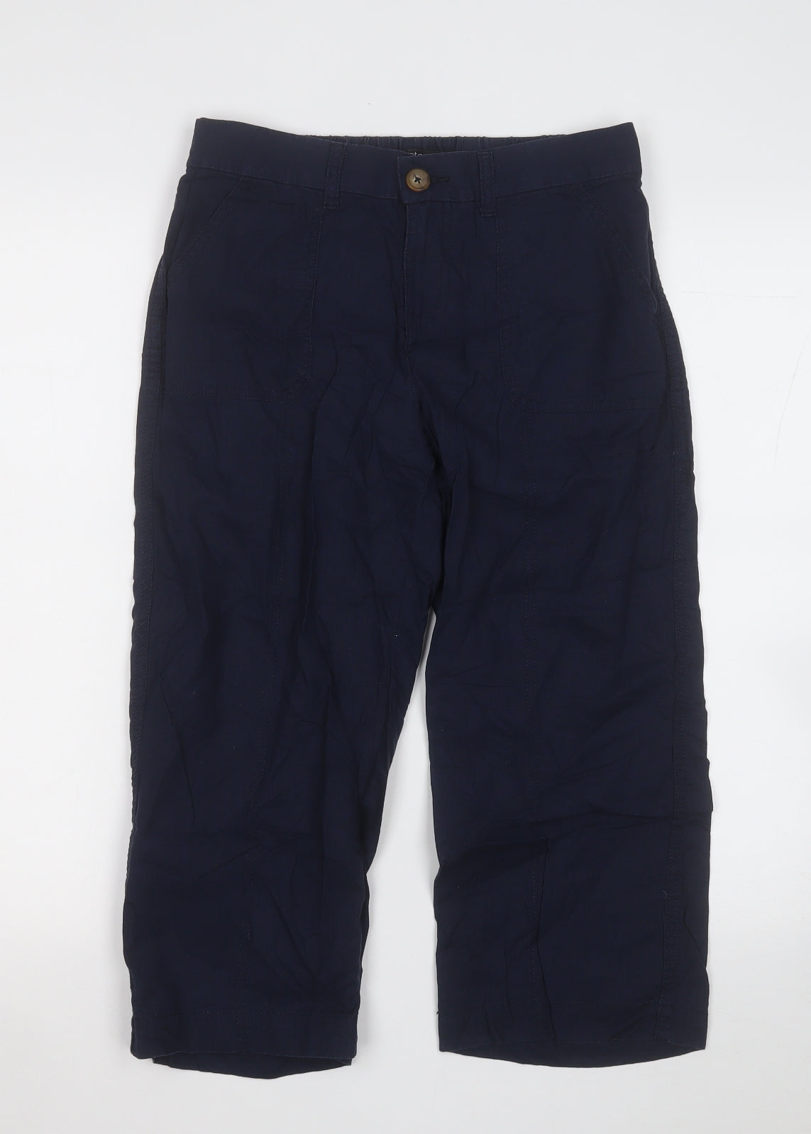 Dunnes Stores Womens Blue Cotton Trousers Size 10 L20 in Regular