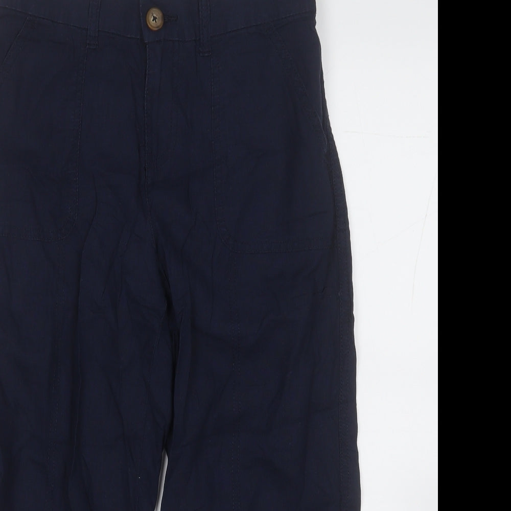 Dunnes Stores Womens Blue Cotton Trousers Size 10 L20 in Regular