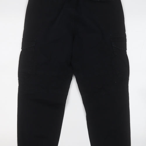 Pull&Bear Mens Black Cotton Cargo Trousers Size M L26 in Regular