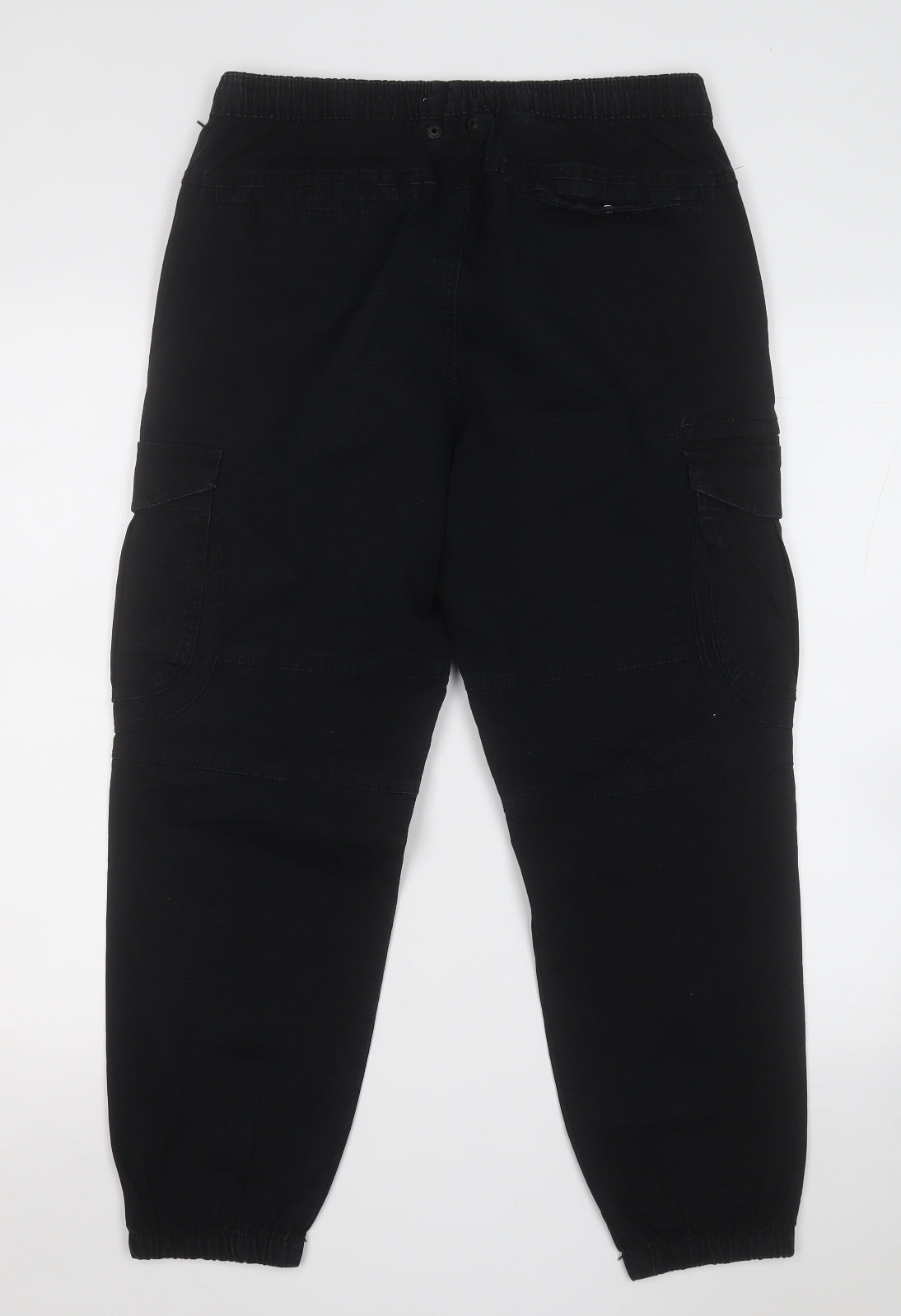 Pull&Bear Mens Black Cotton Cargo Trousers Size M L26 in Regular