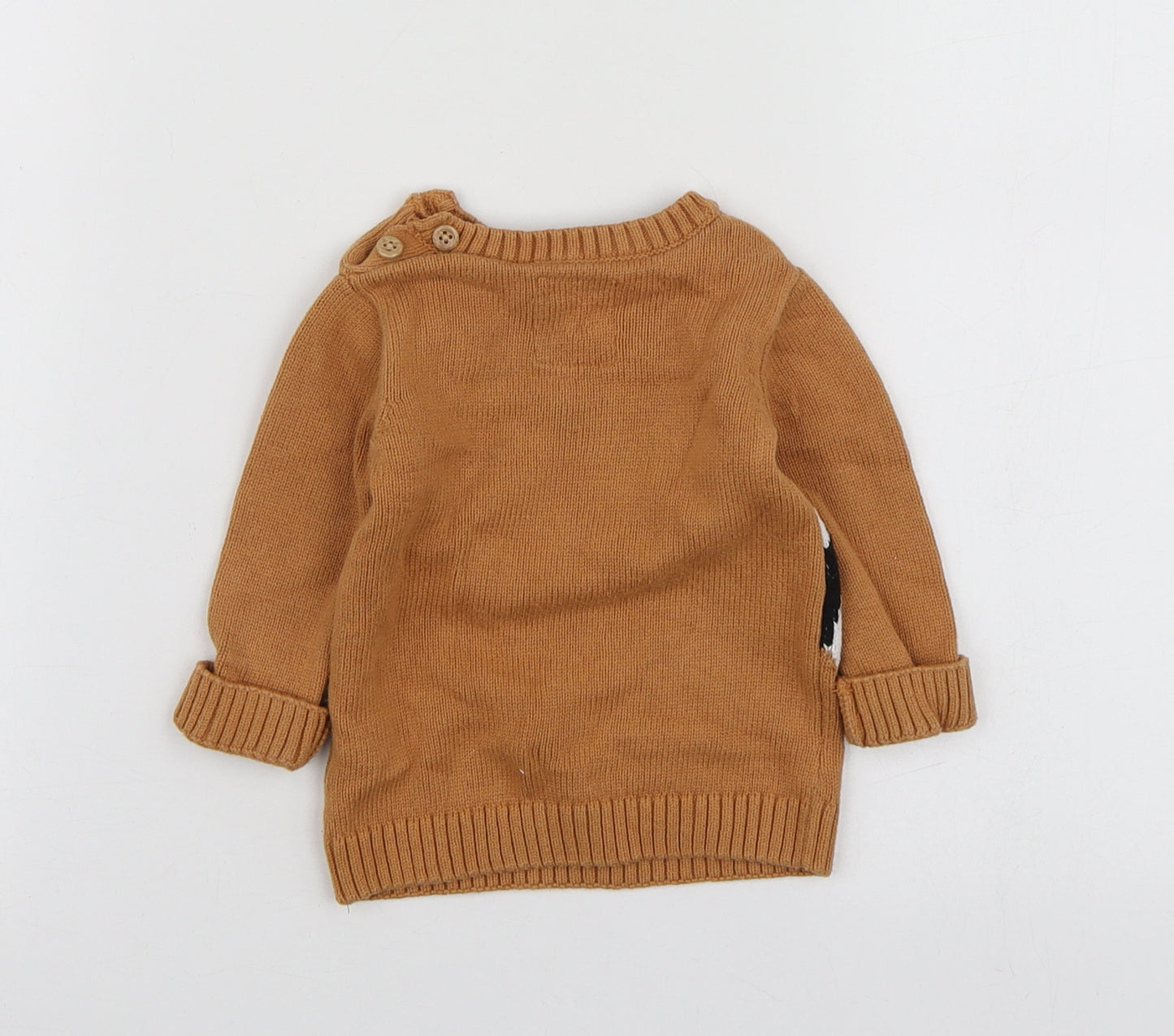 F&F Boys Brown Geometric Cotton Pullover Jumper Size 3-6 Months