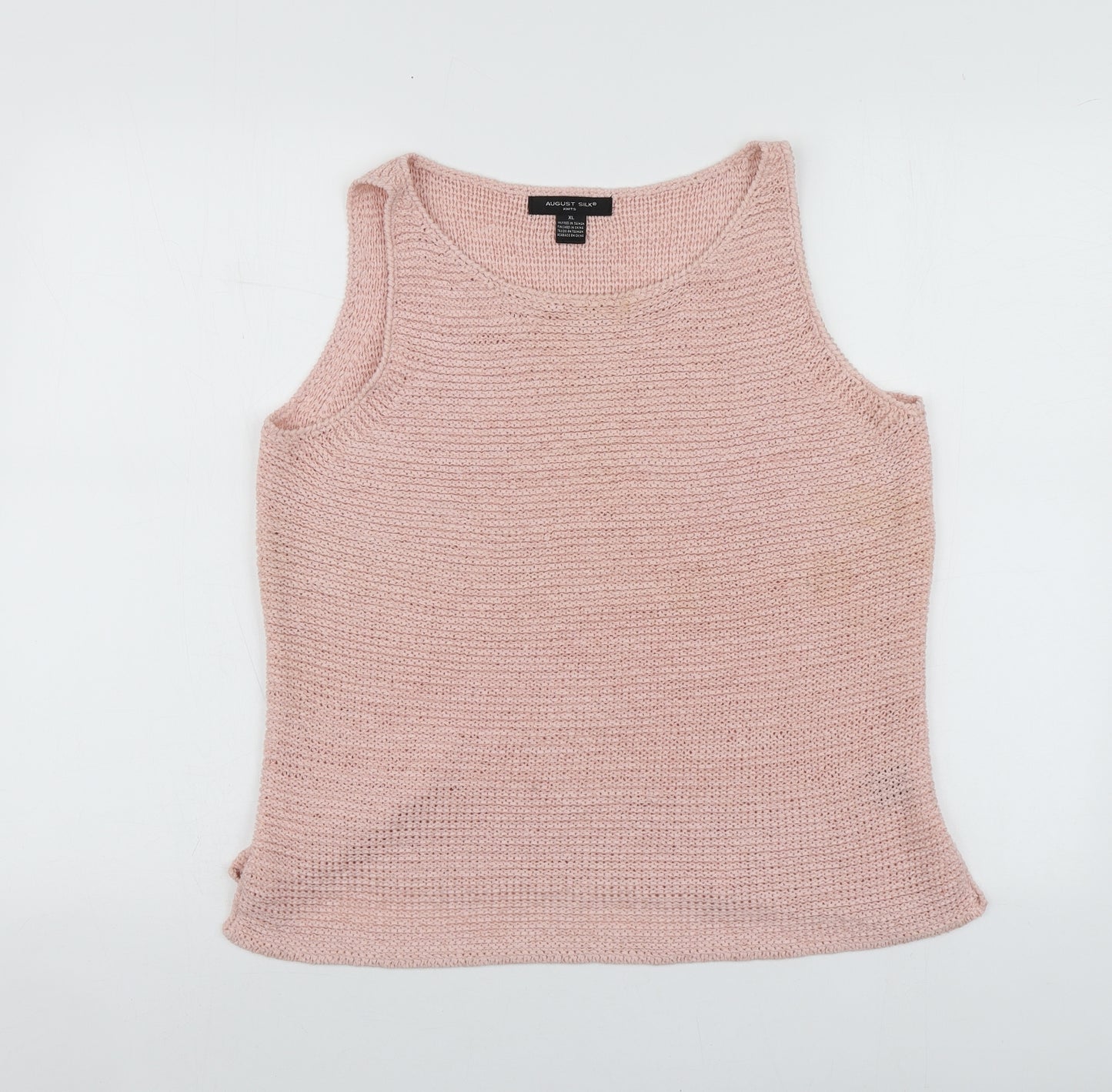 August Silk Womens Pink Round Neck  Acrylic Vest Jumper Size XL