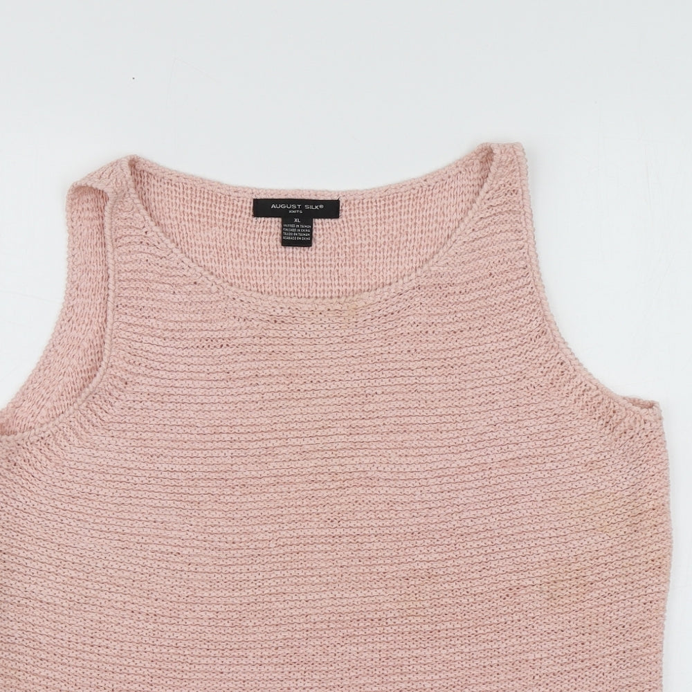 August Silk Womens Pink Round Neck  Acrylic Vest Jumper Size XL