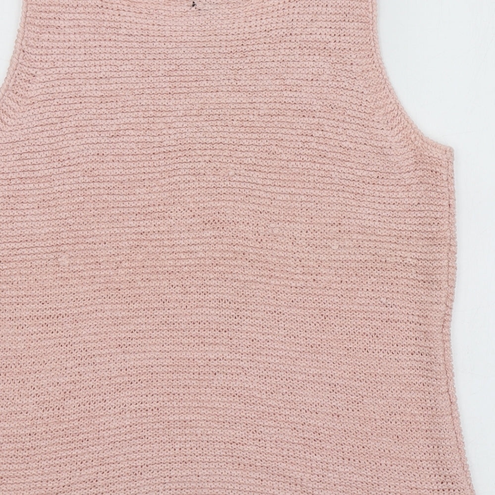 August Silk Womens Pink Round Neck  Acrylic Vest Jumper Size XL