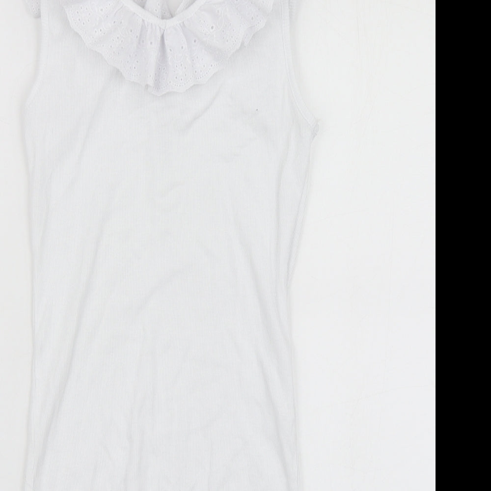 F&F Womens White  Cotton Basic T-Shirt Size 16 Round Neck
