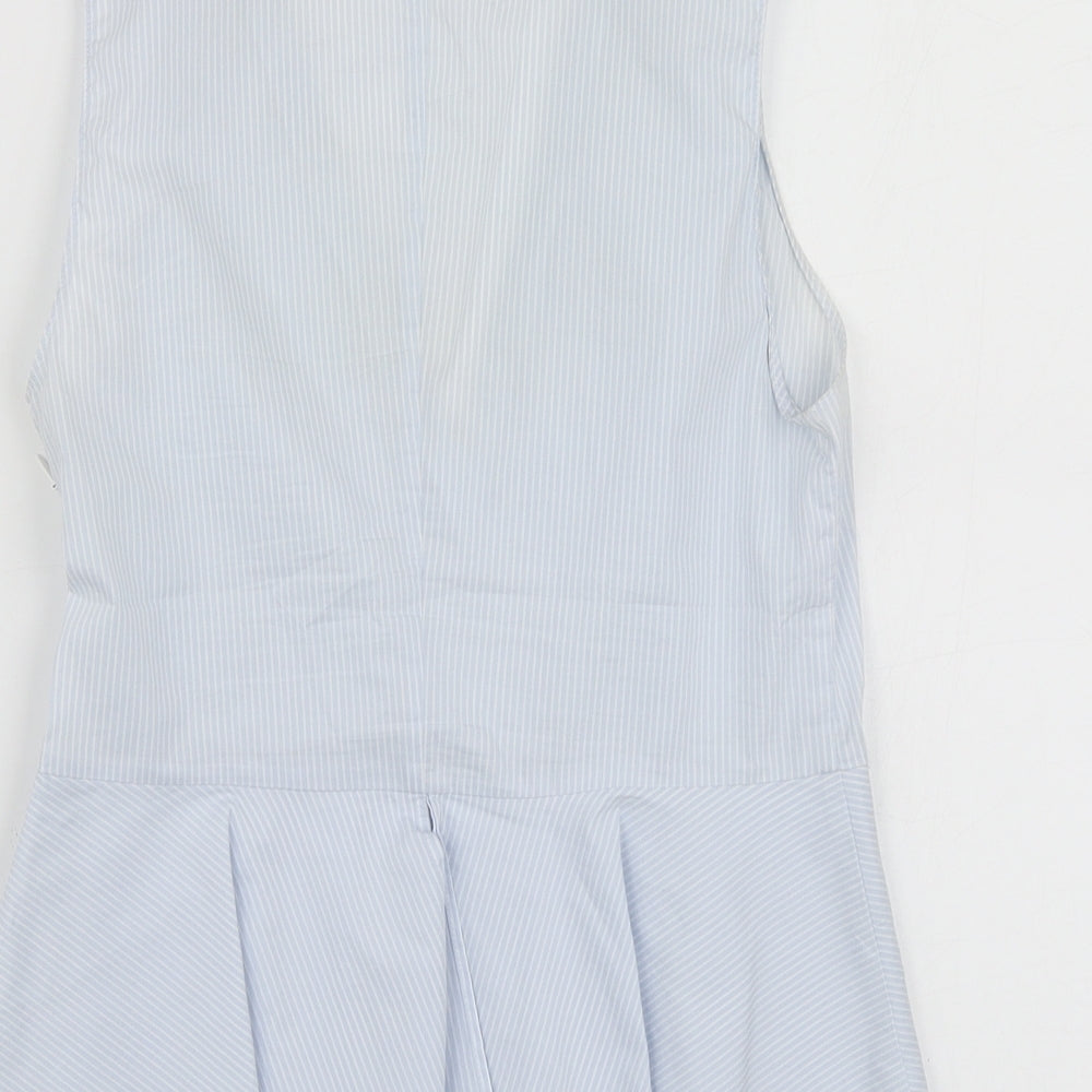 Zara Womens Blue Striped Cotton Basic T-Shirt Size XS V-Neck
