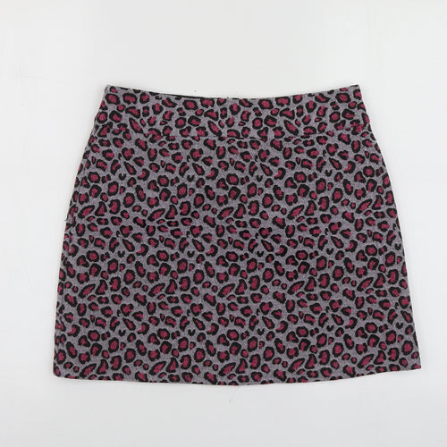 Topshop Womens Pink Animal Print Polyester Mini Skirt Size 36