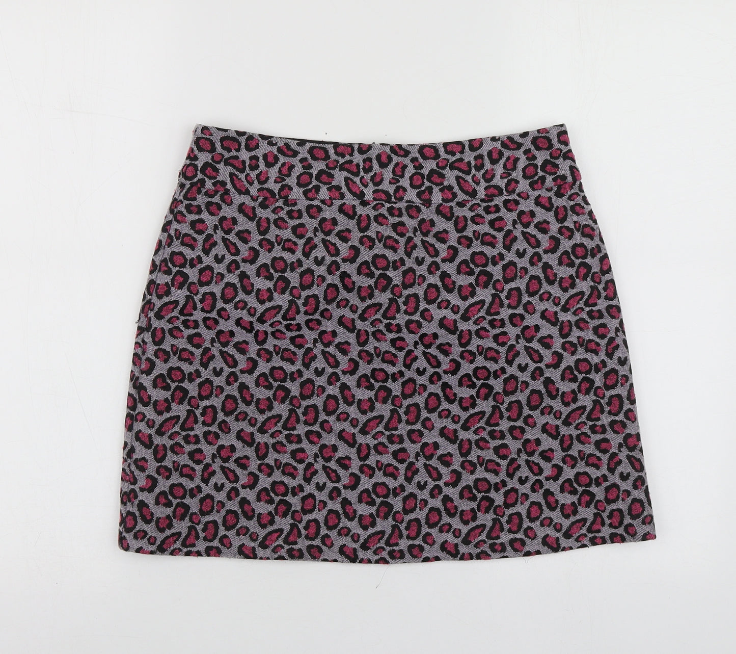 Topshop Womens Pink Animal Print Polyester Mini Skirt Size 36